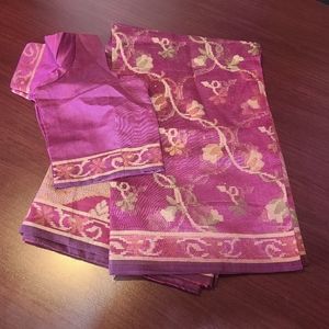 Burgundy Silk/Cotton Saree